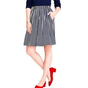 J. CREW MERCANTILE Navy White Striped Midi Skirt Pockets Size 0 NWoT